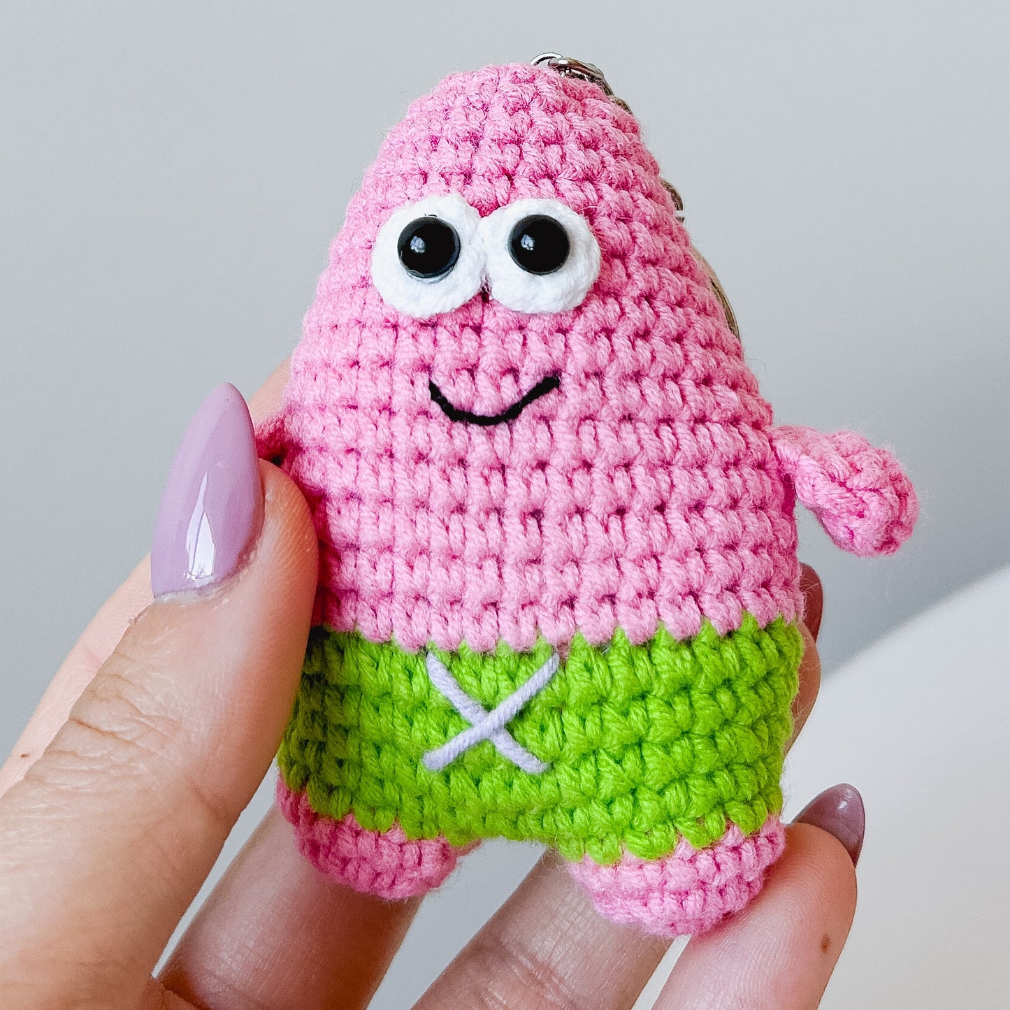 Patrick Star Crochet Keychain