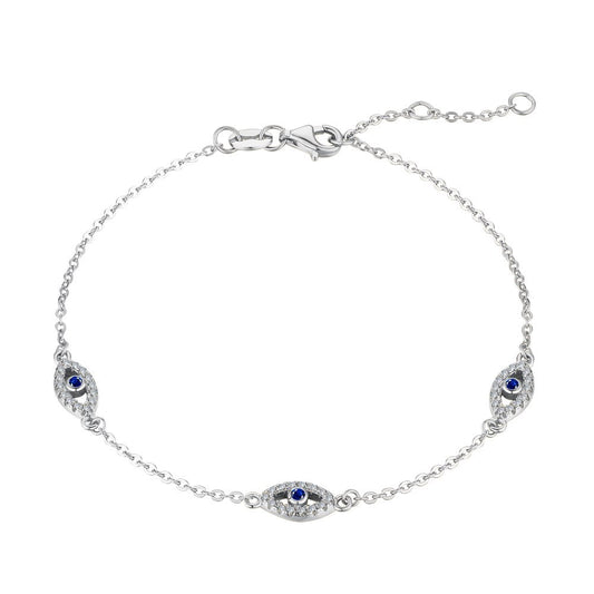 Turkish Evil Eye Bracelet  l Sterling Silver