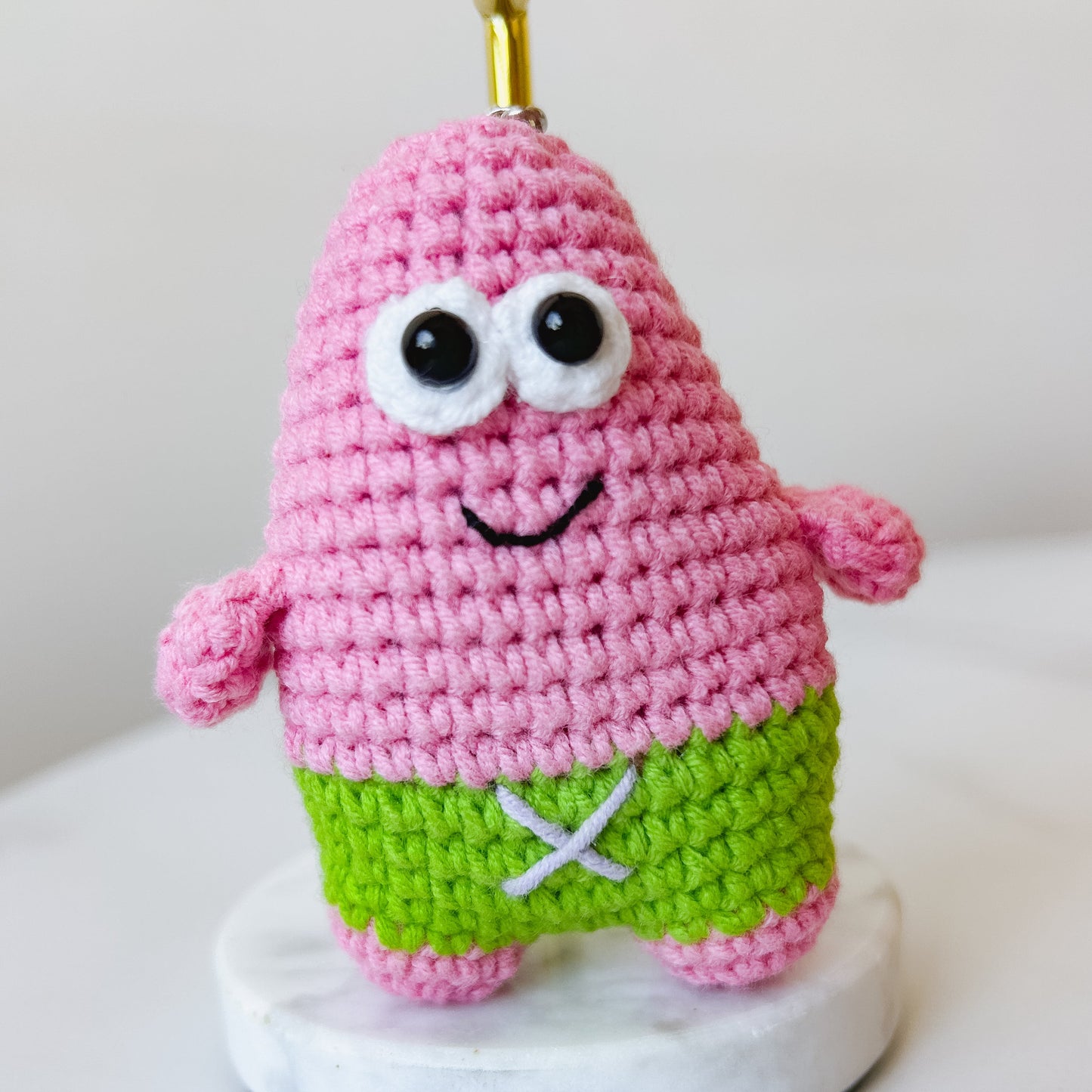Patrick Star Crochet Keychain