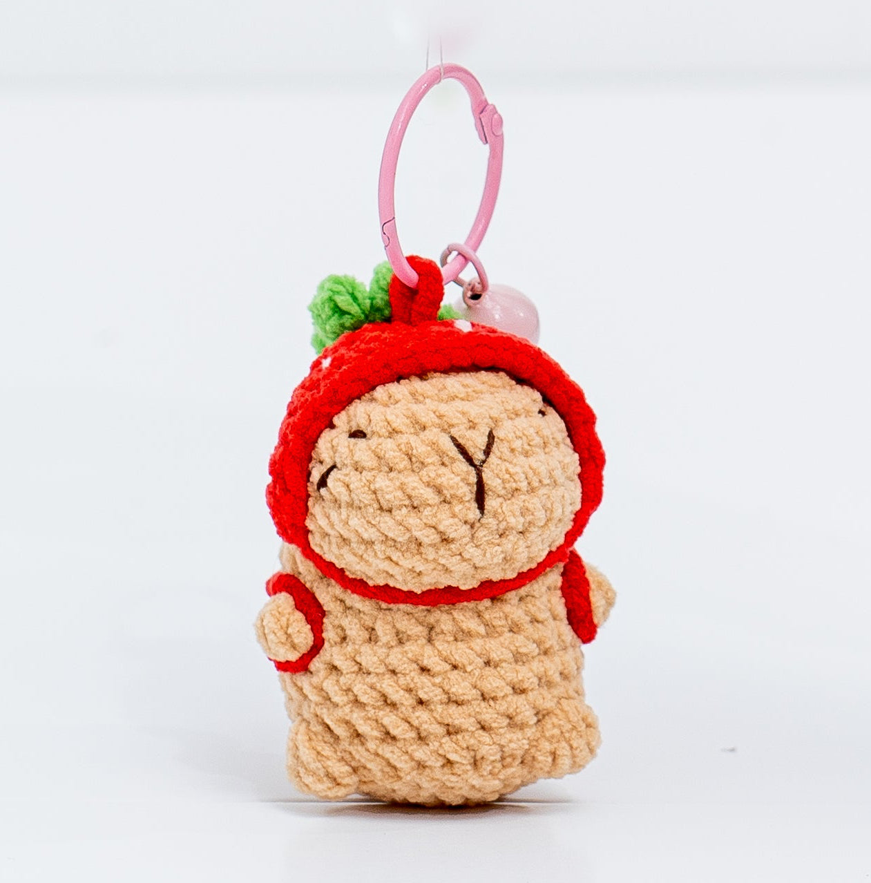 Strawberry Capybara Crochet Keychain