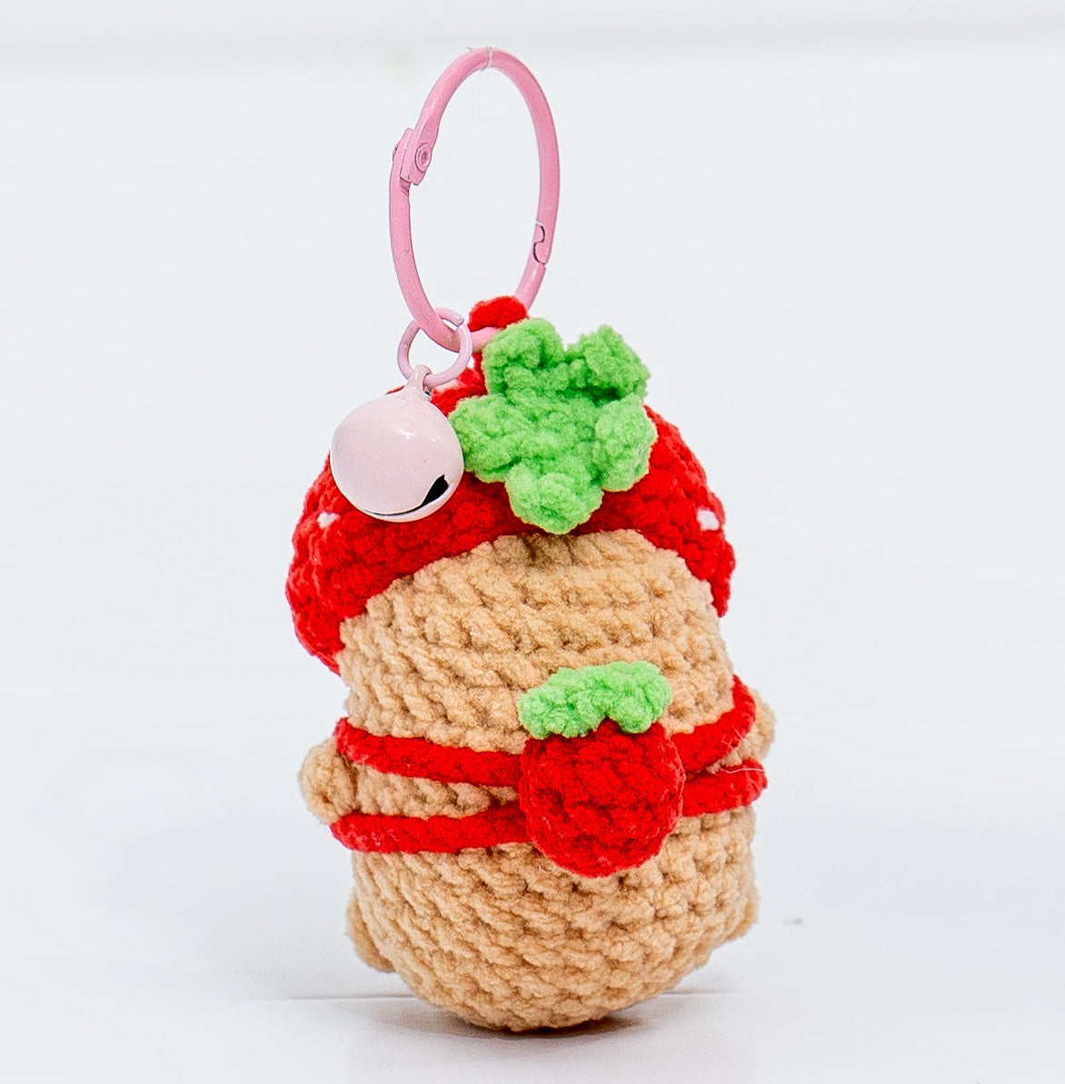 Strawberry Capybara Crochet Keychain