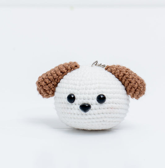 Baby Jester Dog crochet keychain