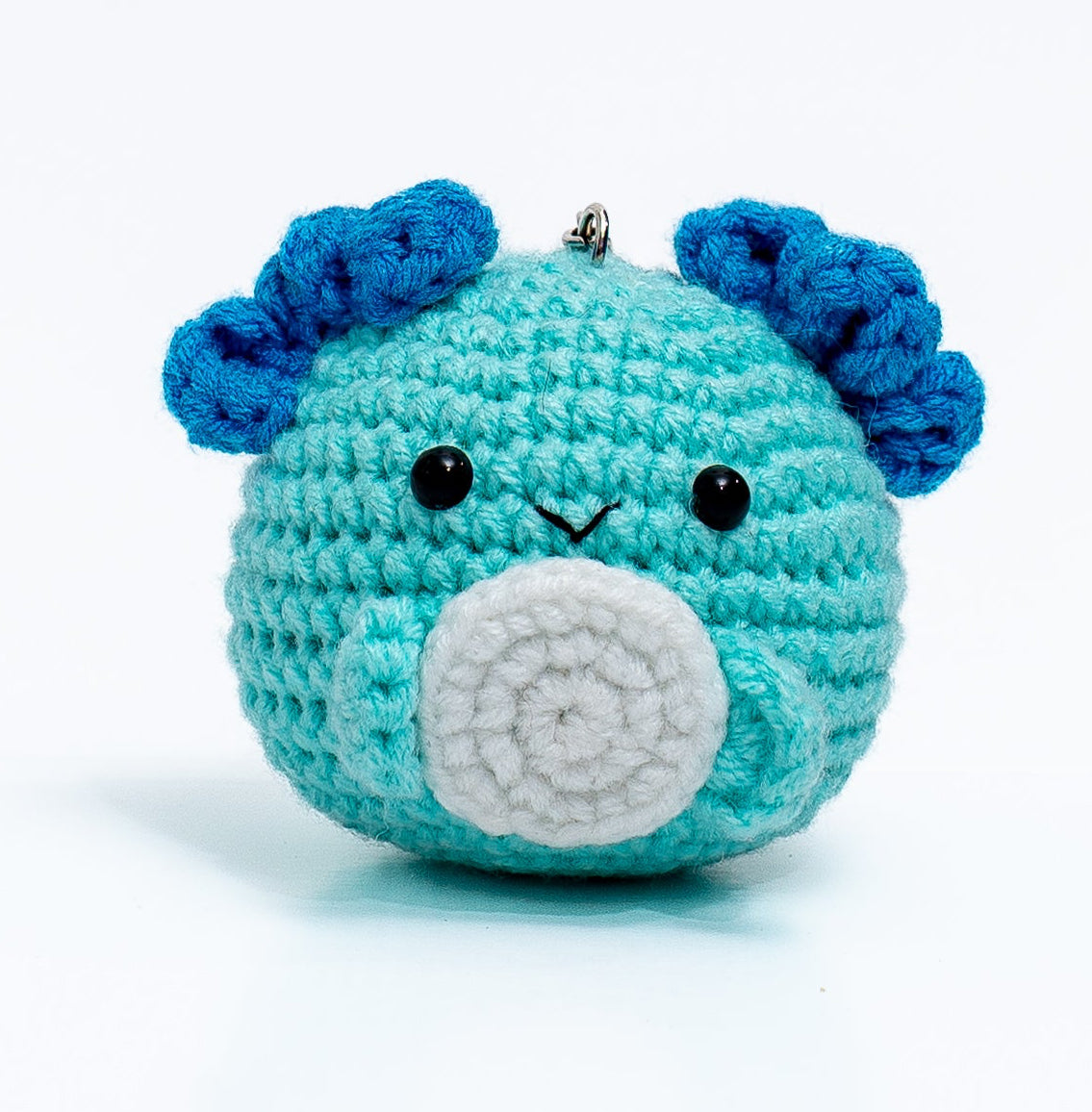 Axolotl head crochet keychain
