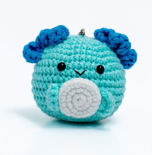 Axolotl head crochet keychain