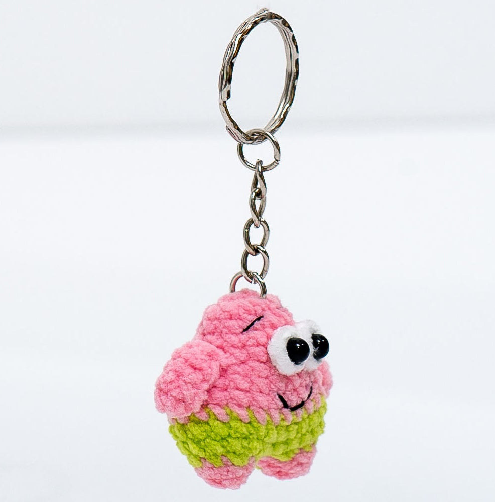 Patrick Star Crochet Keychain