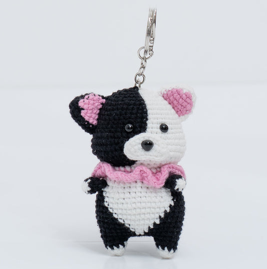 Clown Collar Bear crochet keychain