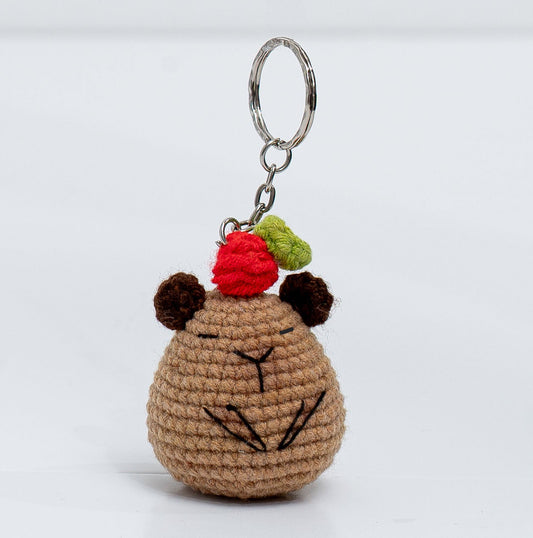 Capybara with Fruit crochet keychain