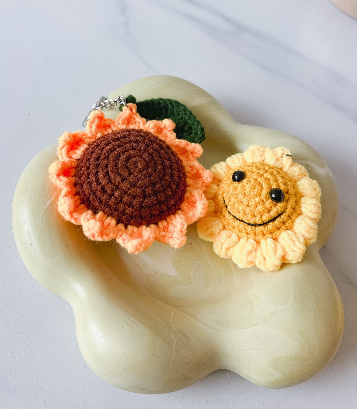 Smiley Flower Crochet Keychain