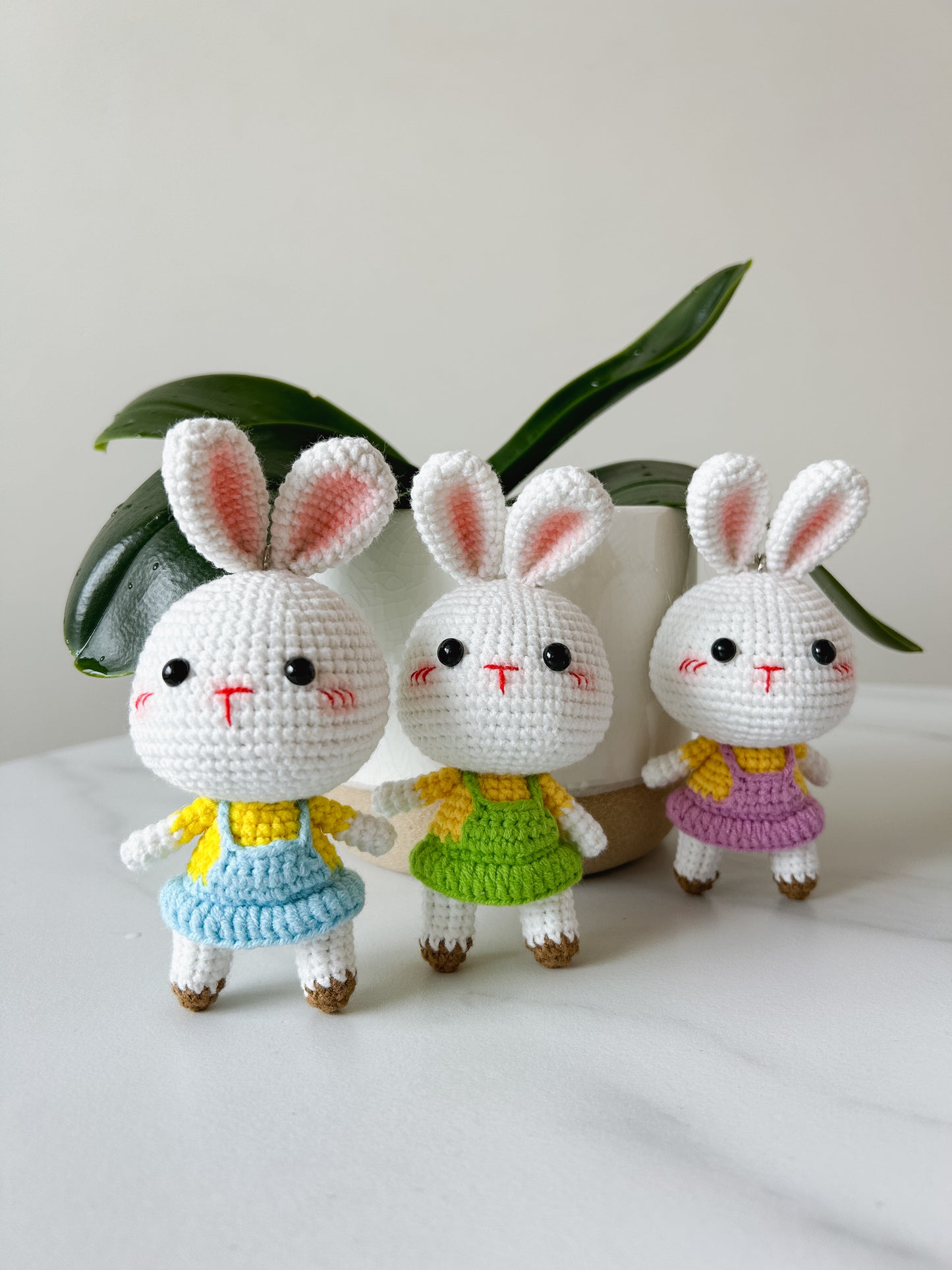 Overalls Bunny Crochet Keychain