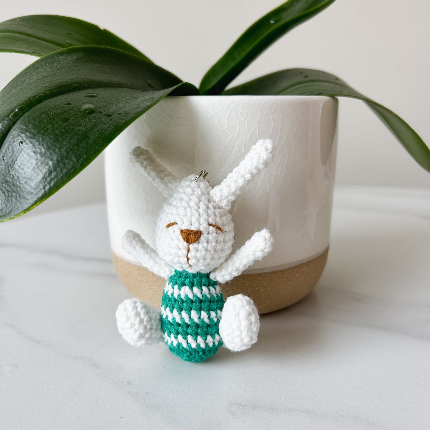 Sleepy Bunny Crochet Keychain
