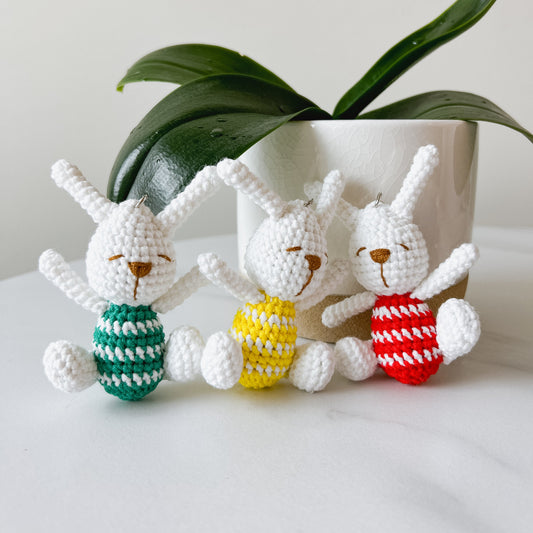 Sleepy Bunny Crochet Keychain