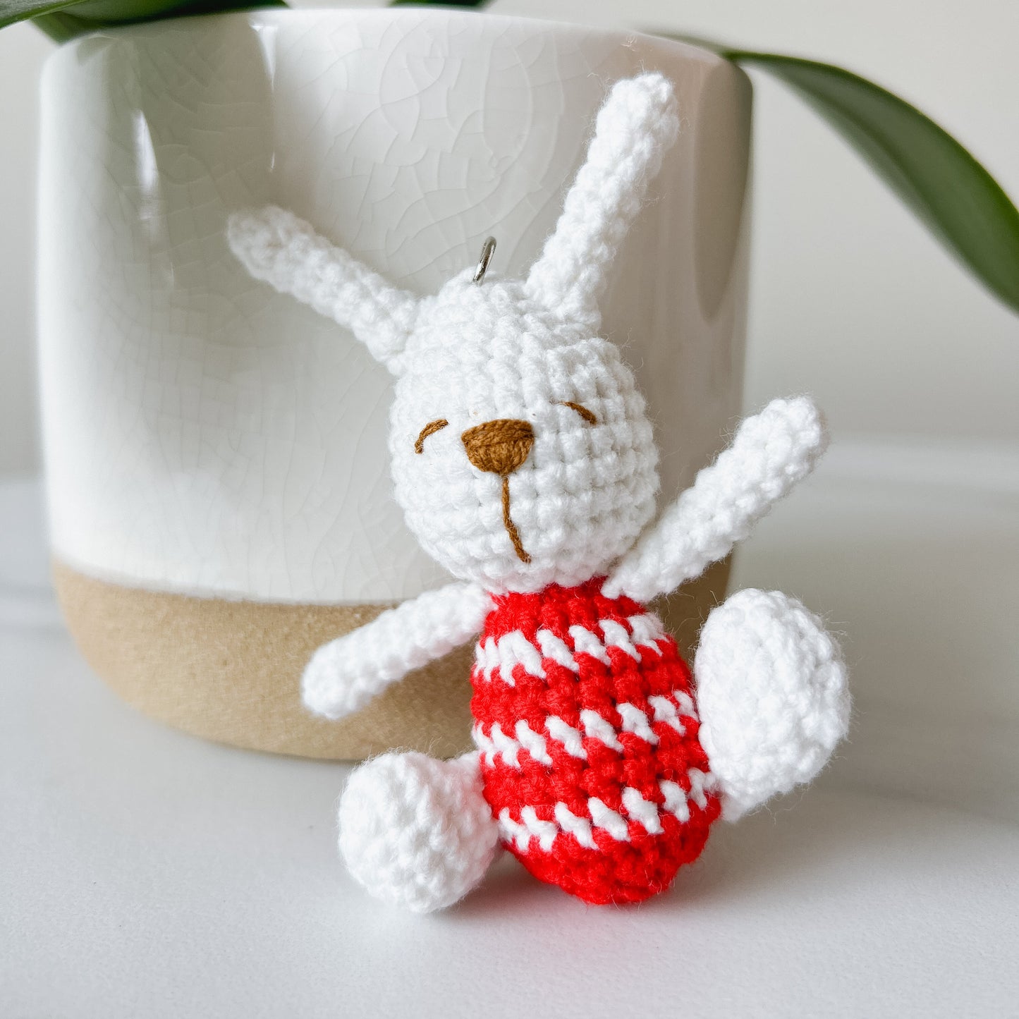 Sleepy Bunny Crochet Keychain