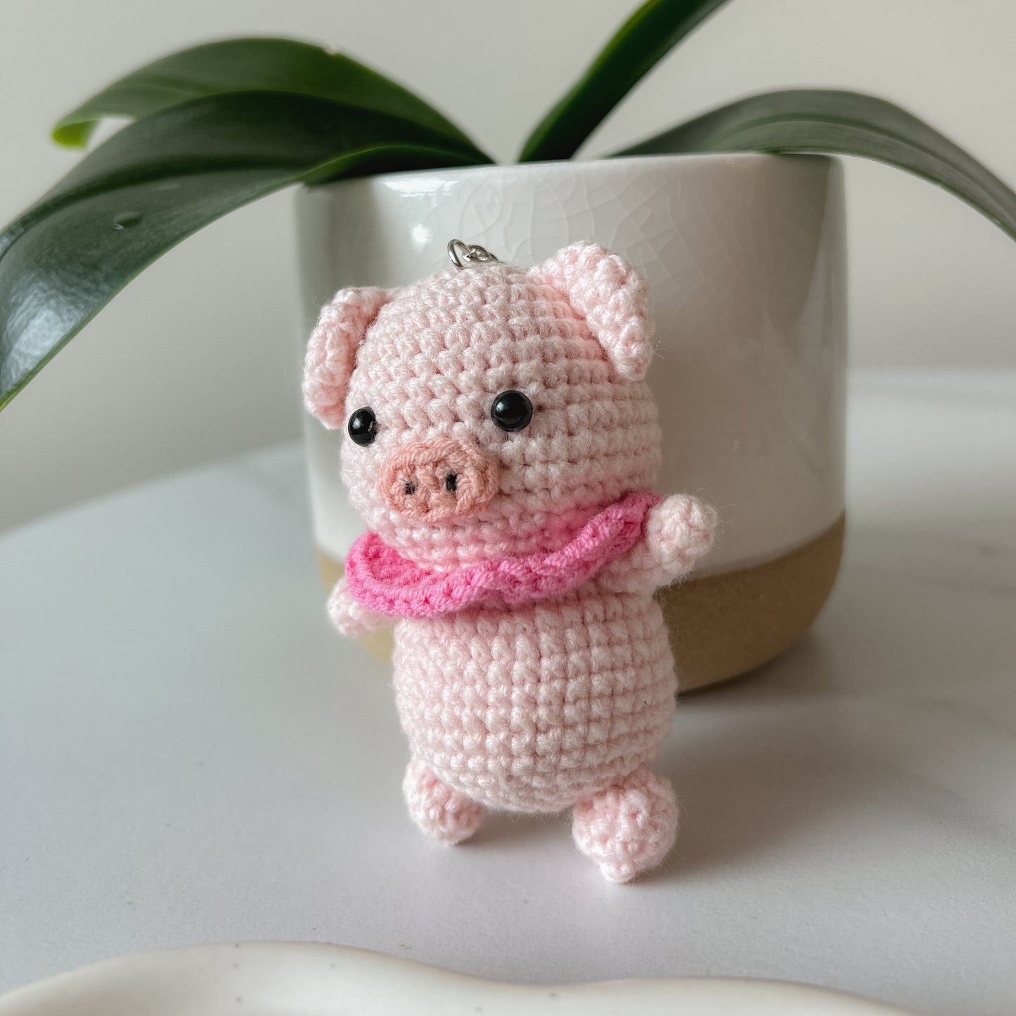 Clown collar Pig  Crochet Keychain