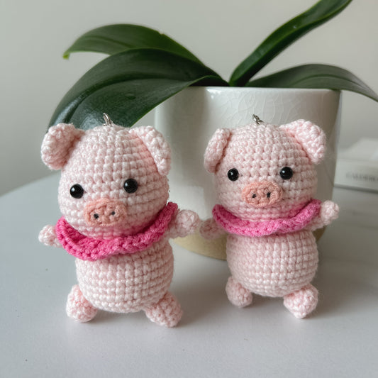 Clown collar Pig  Crochet Keychain