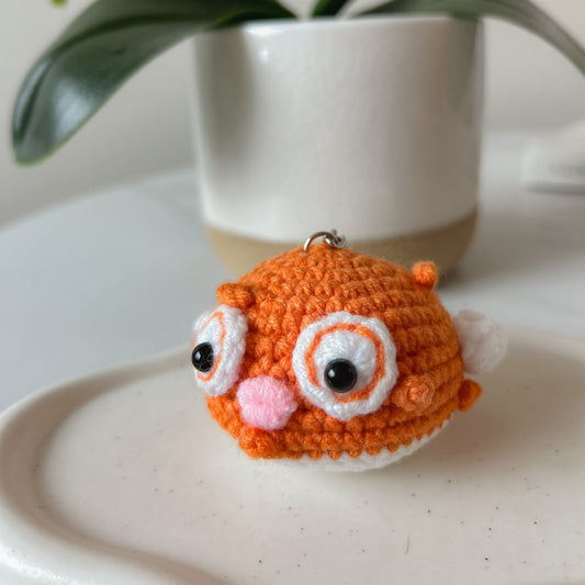 Puffer Fish Crochet Keychain