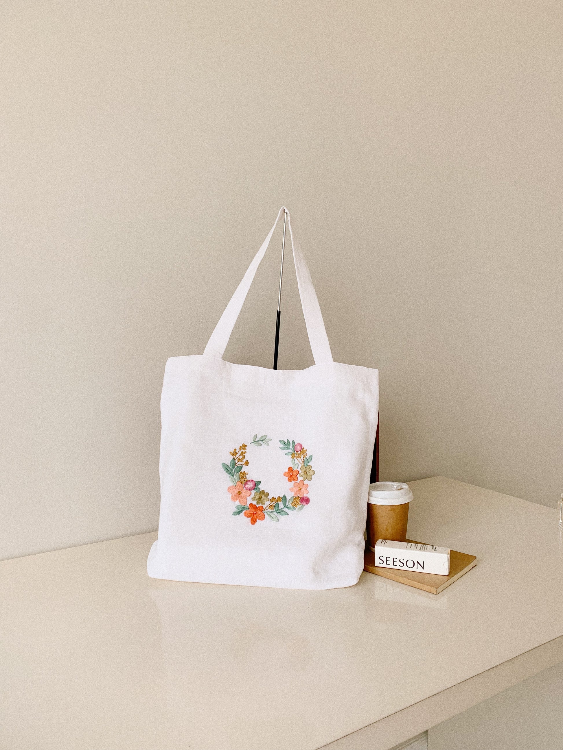 Hoa Mai Wreath- Floral Linen Tote Bag