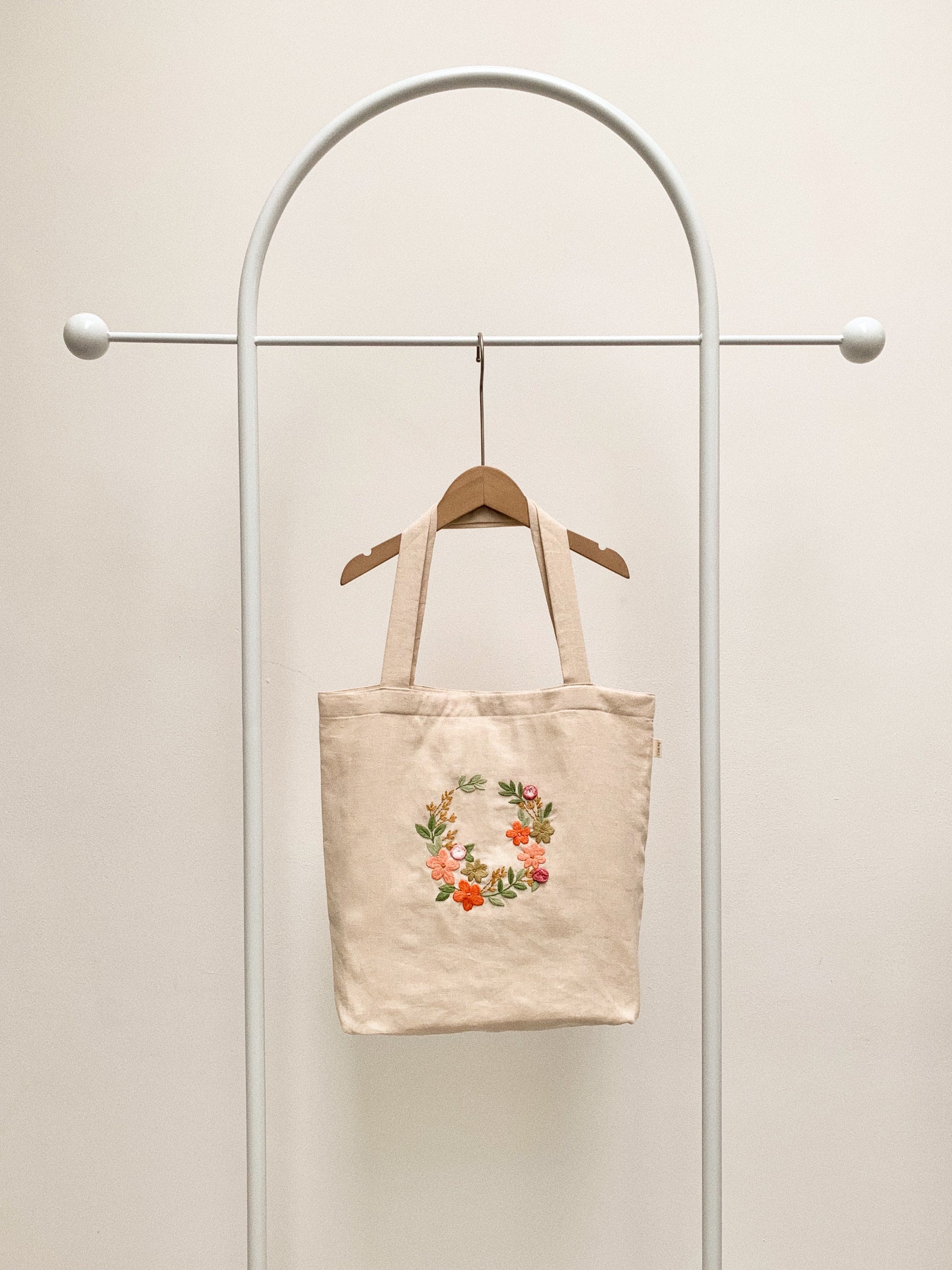 Hoa Mai Wreath- Floral Linen Tote Bag
