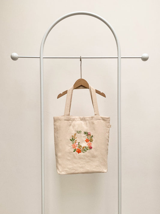 Hoa Mai Wreath- Floral Linen Tote Bag
