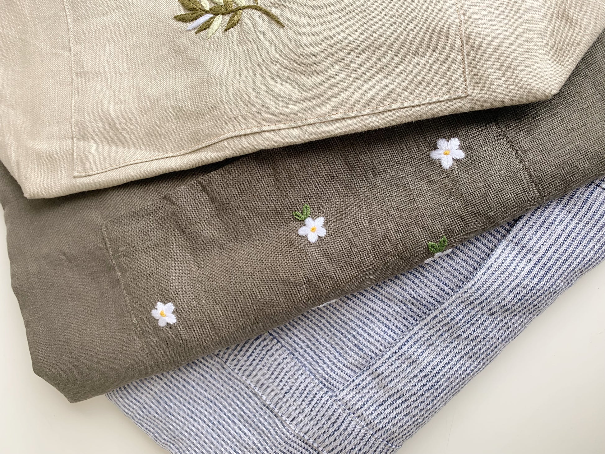 Striped Linen Tote Bag