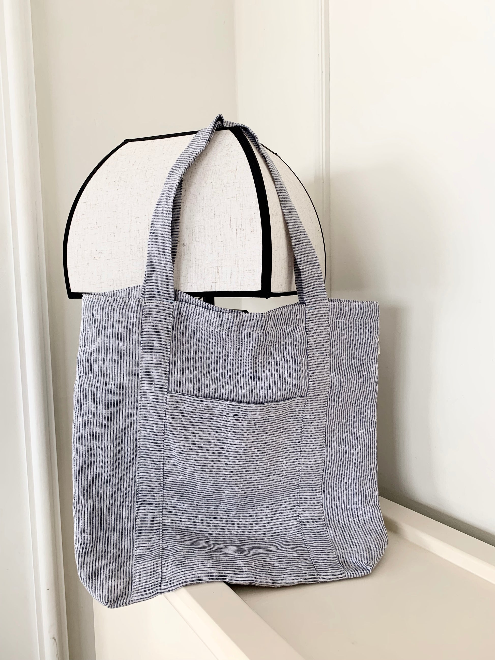 Striped Linen Tote Bag