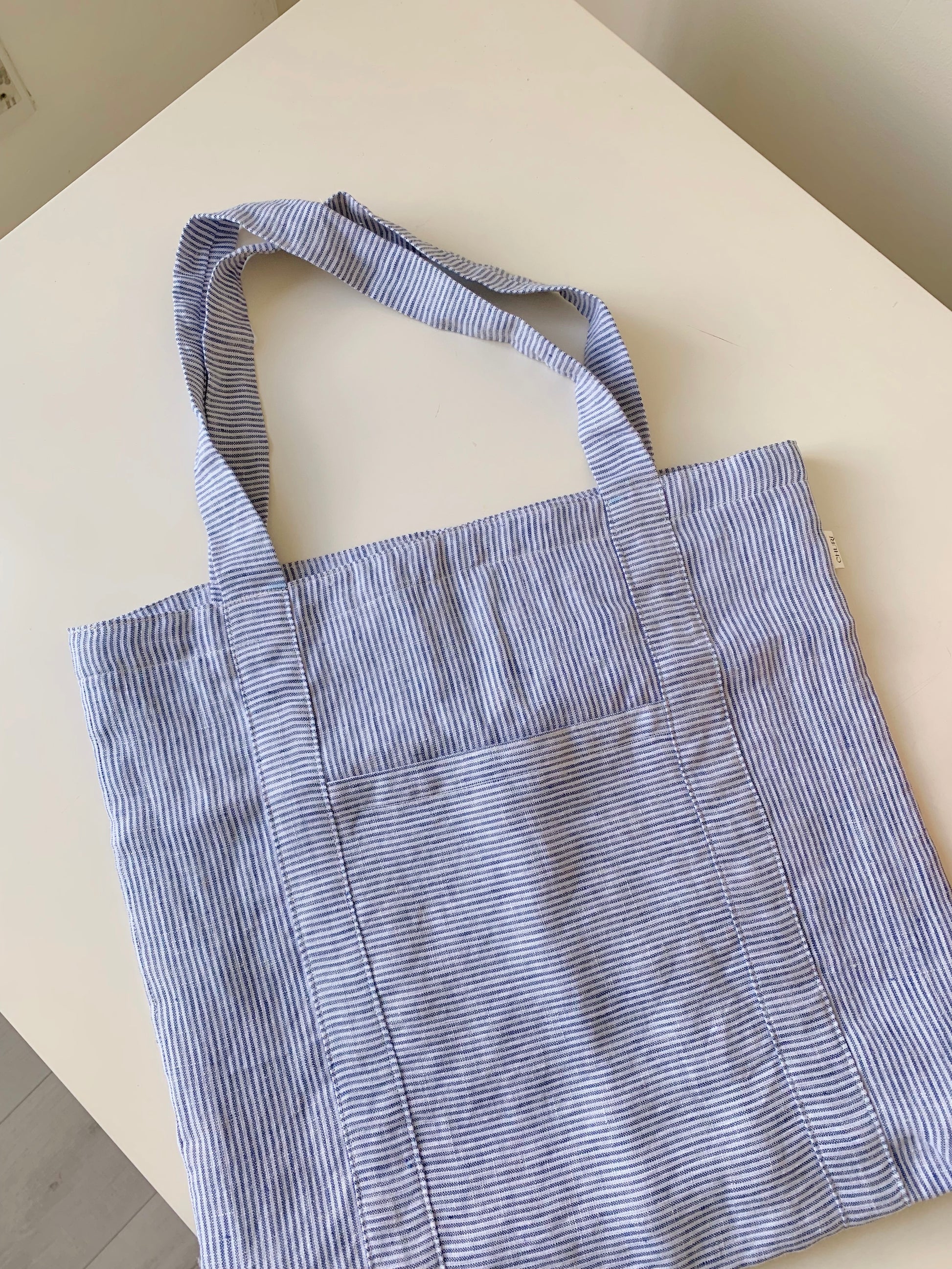 Striped Linen Tote Bag