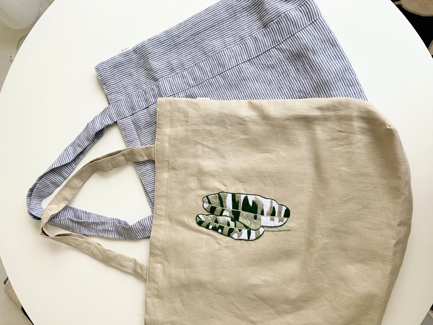 Striped Linen Tote Bag