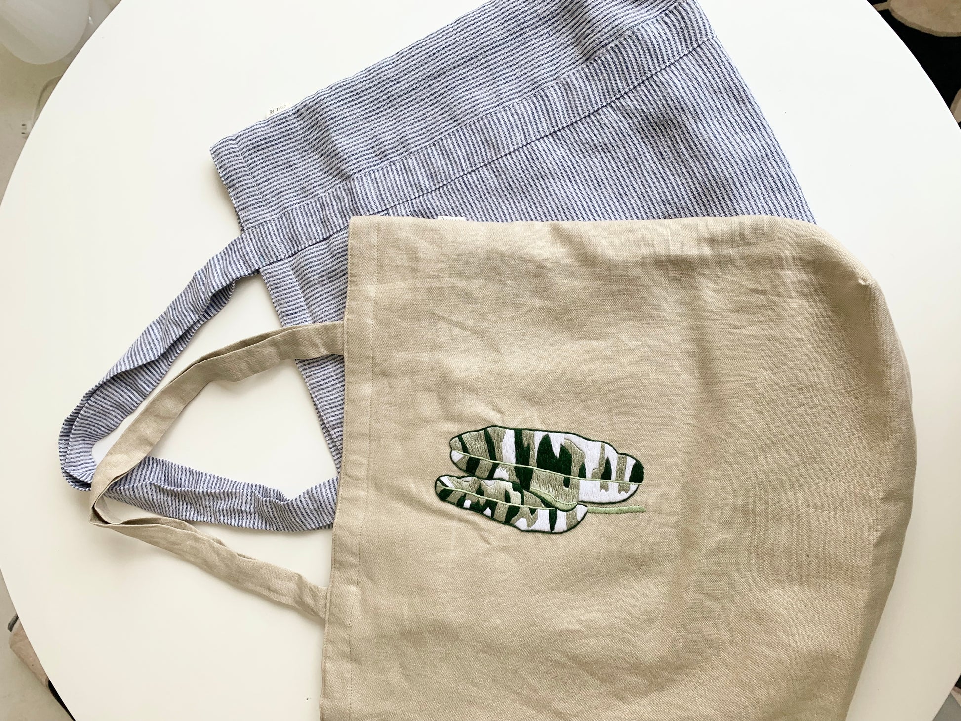 Striped Linen Tote Bag