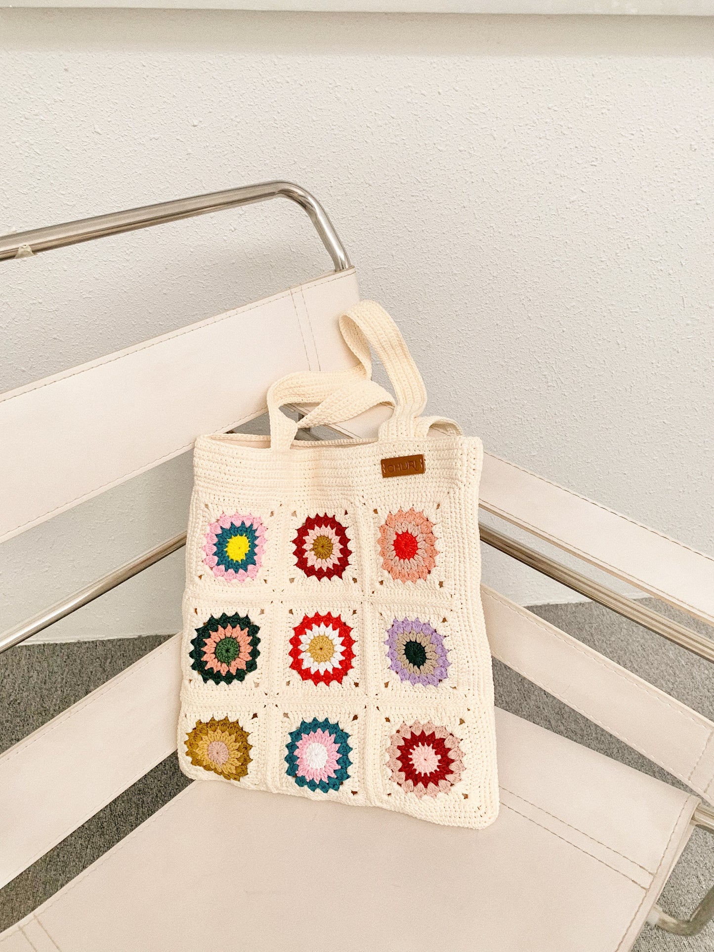 70's inspired design - Crochet Tote Bag