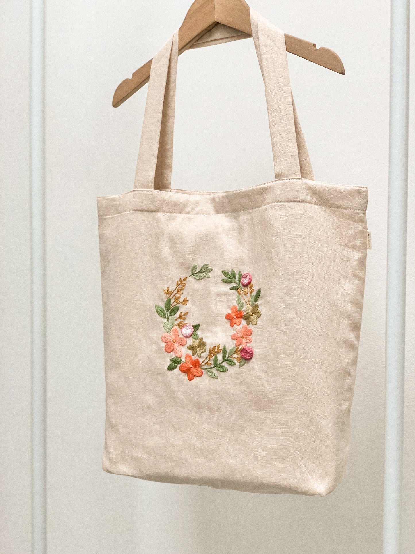 Hoa Mai Wreath- Floral Linen Tote Bag