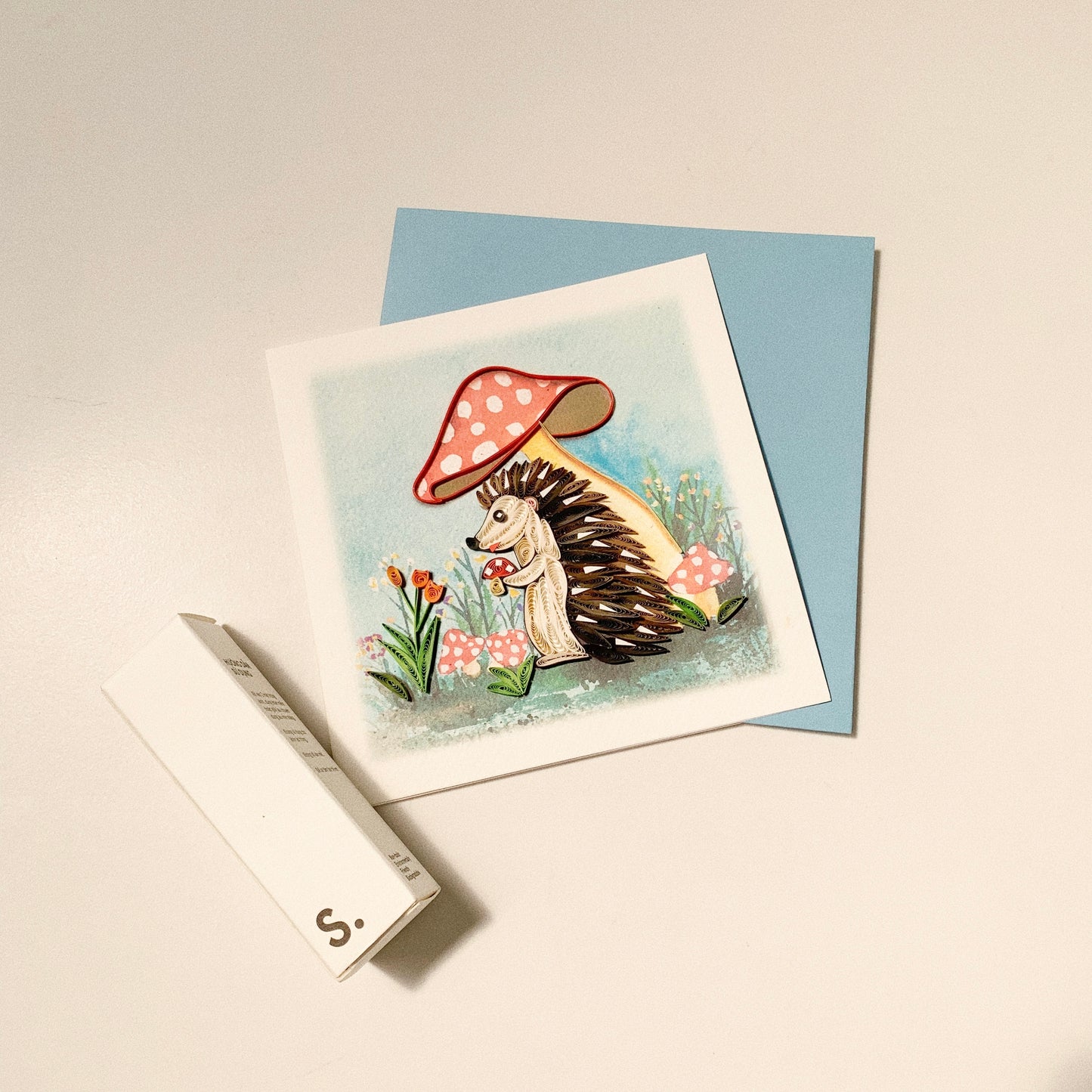 Hedgehog & Mushrooms Quilling Card