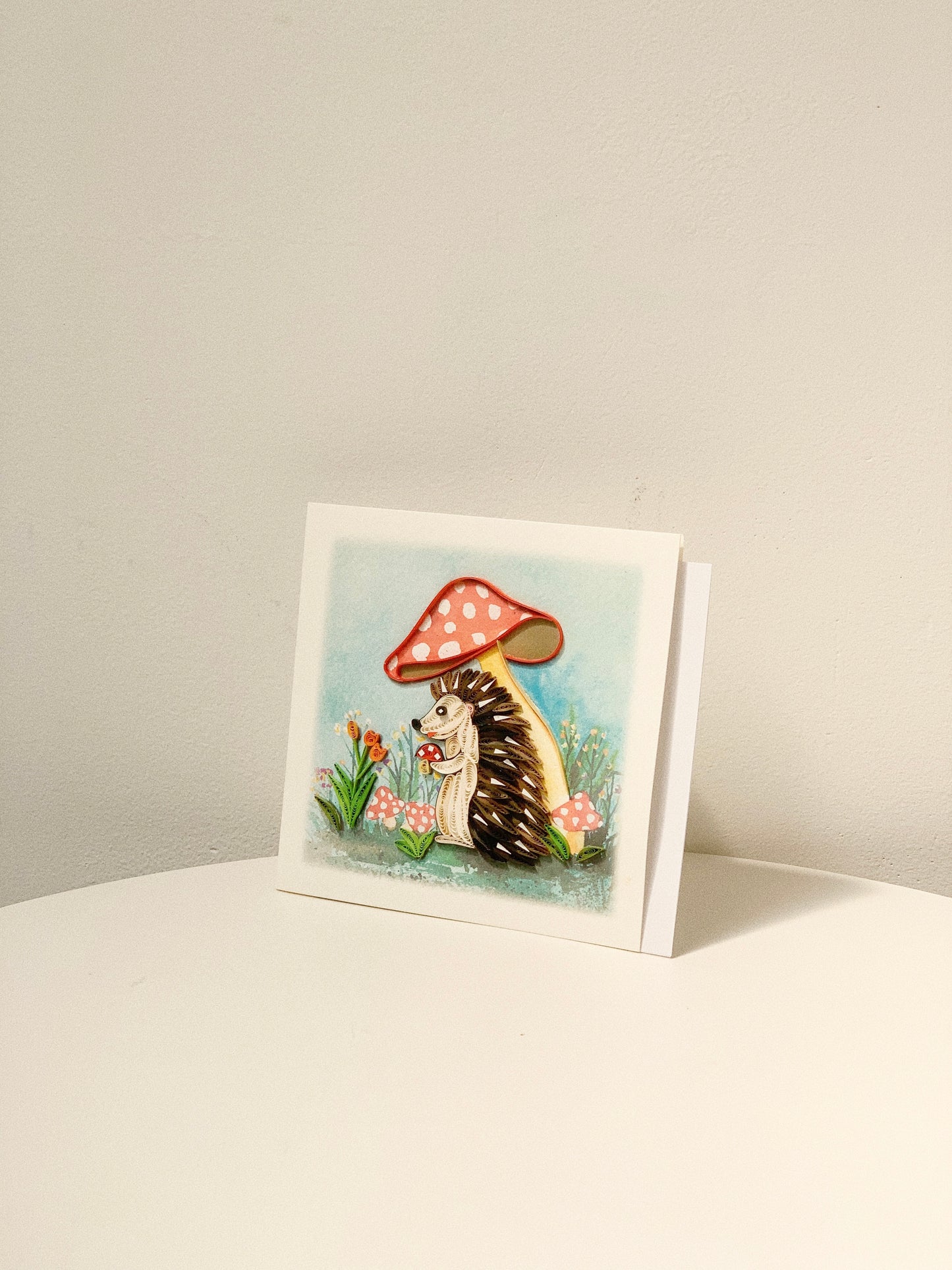Hedgehog & Mushrooms Quilling Card