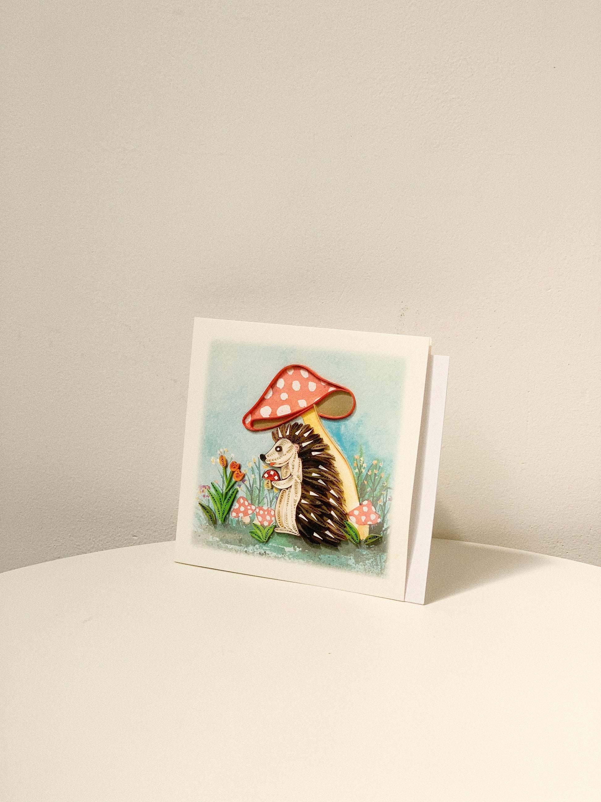 Hedgehog & Mushrooms Quilling Card