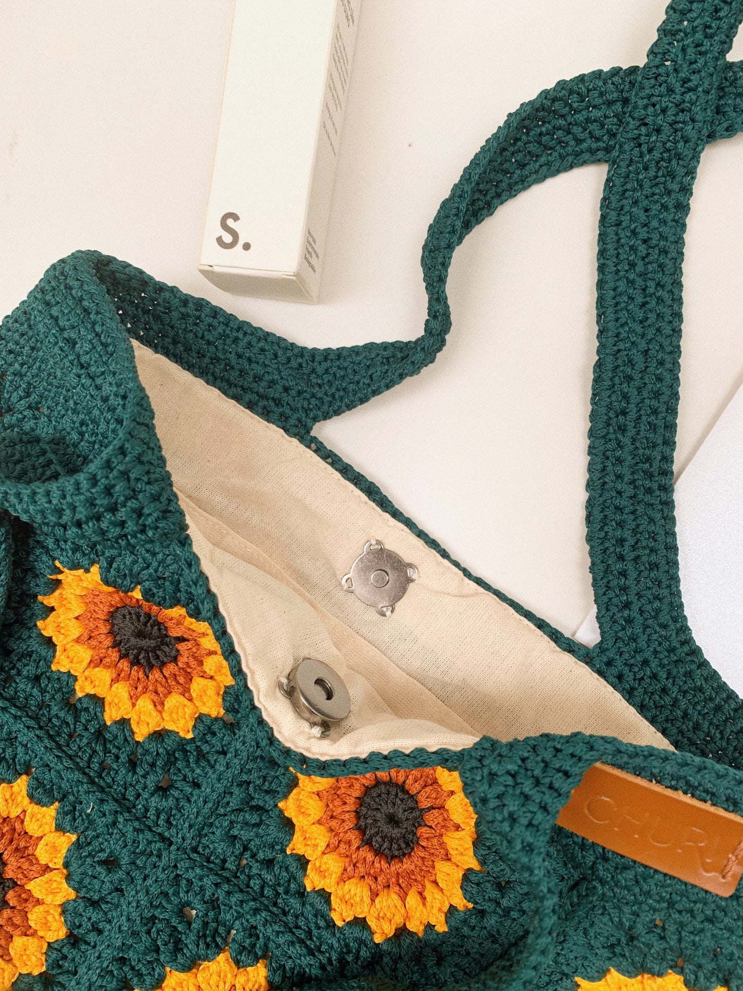 Sunflower Crochet tote Bag