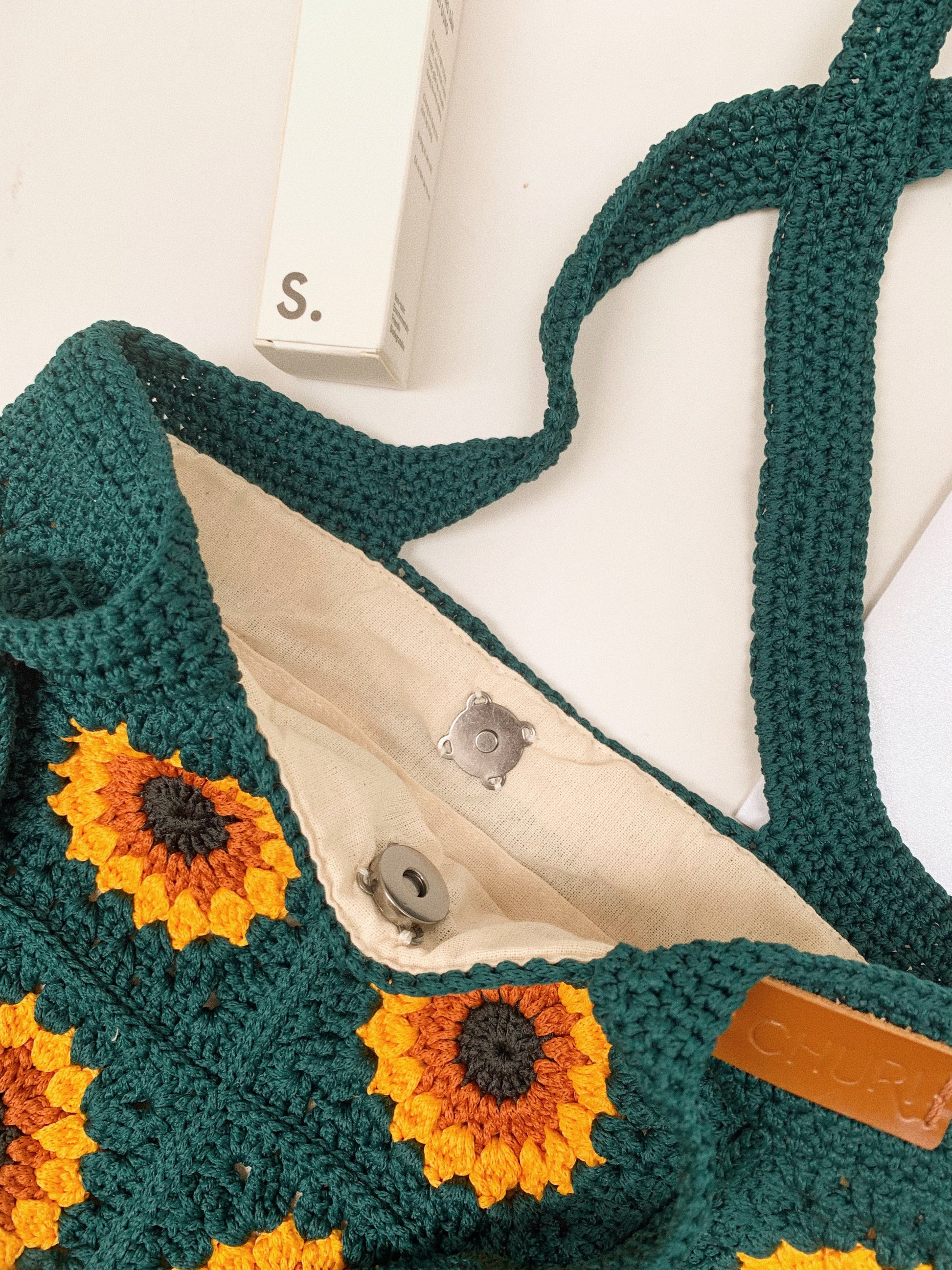 Sunflower Crochet tote Bag