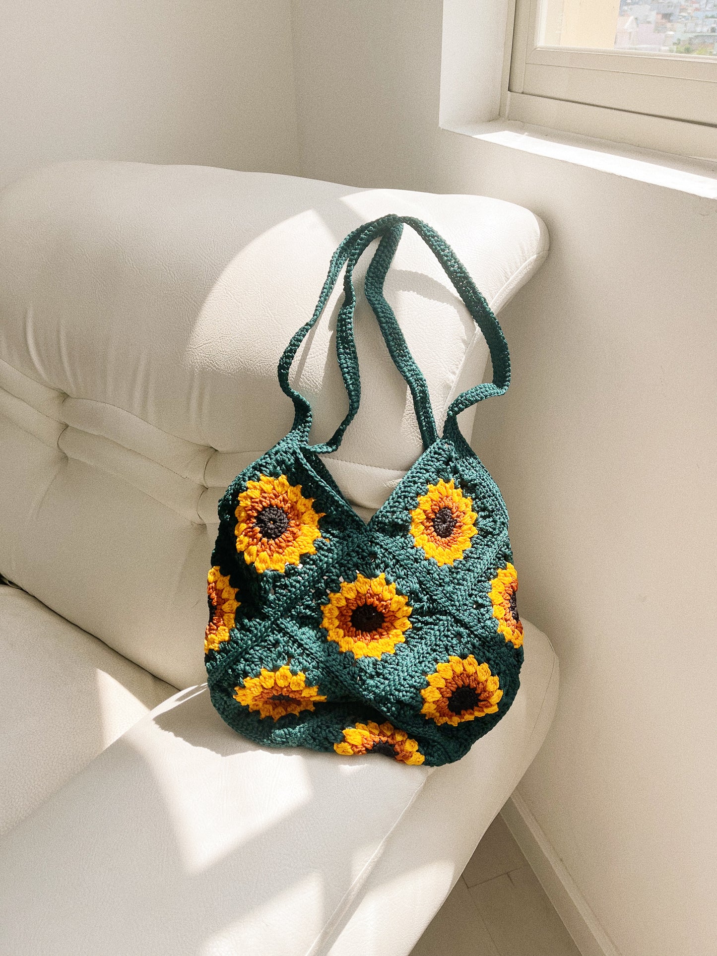 Sunflower Crochet tote Bag