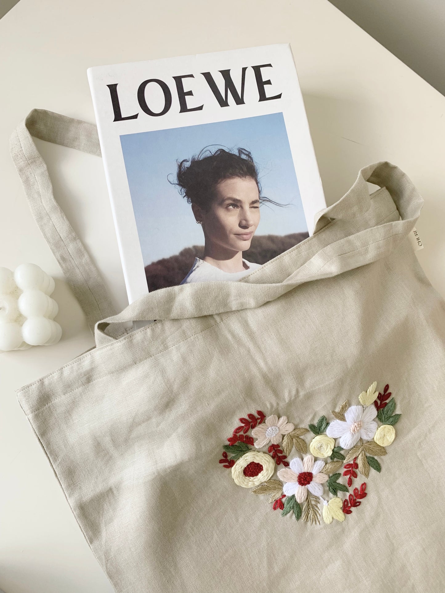 Heart Floral Bouquet Linen canvas Tote Bag
