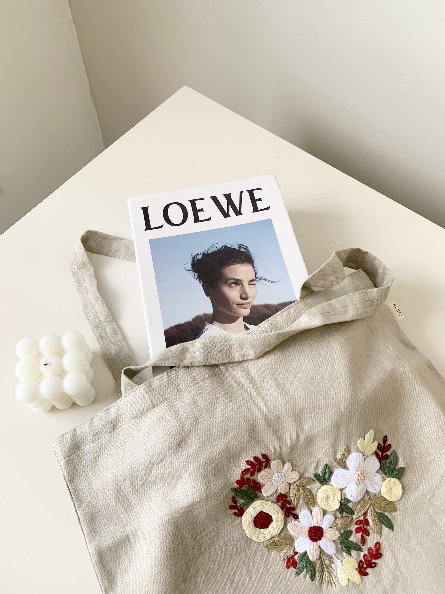 Heart Floral Bouquet Linen canvas Tote Bag