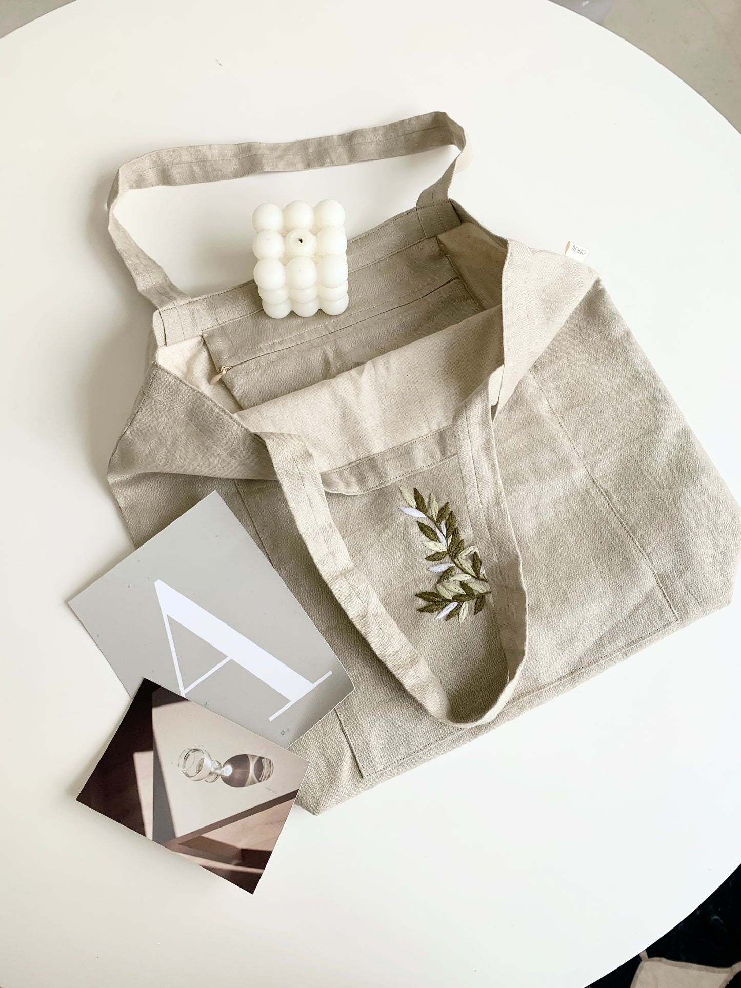 Therisa- Linen canvas Tote Bag