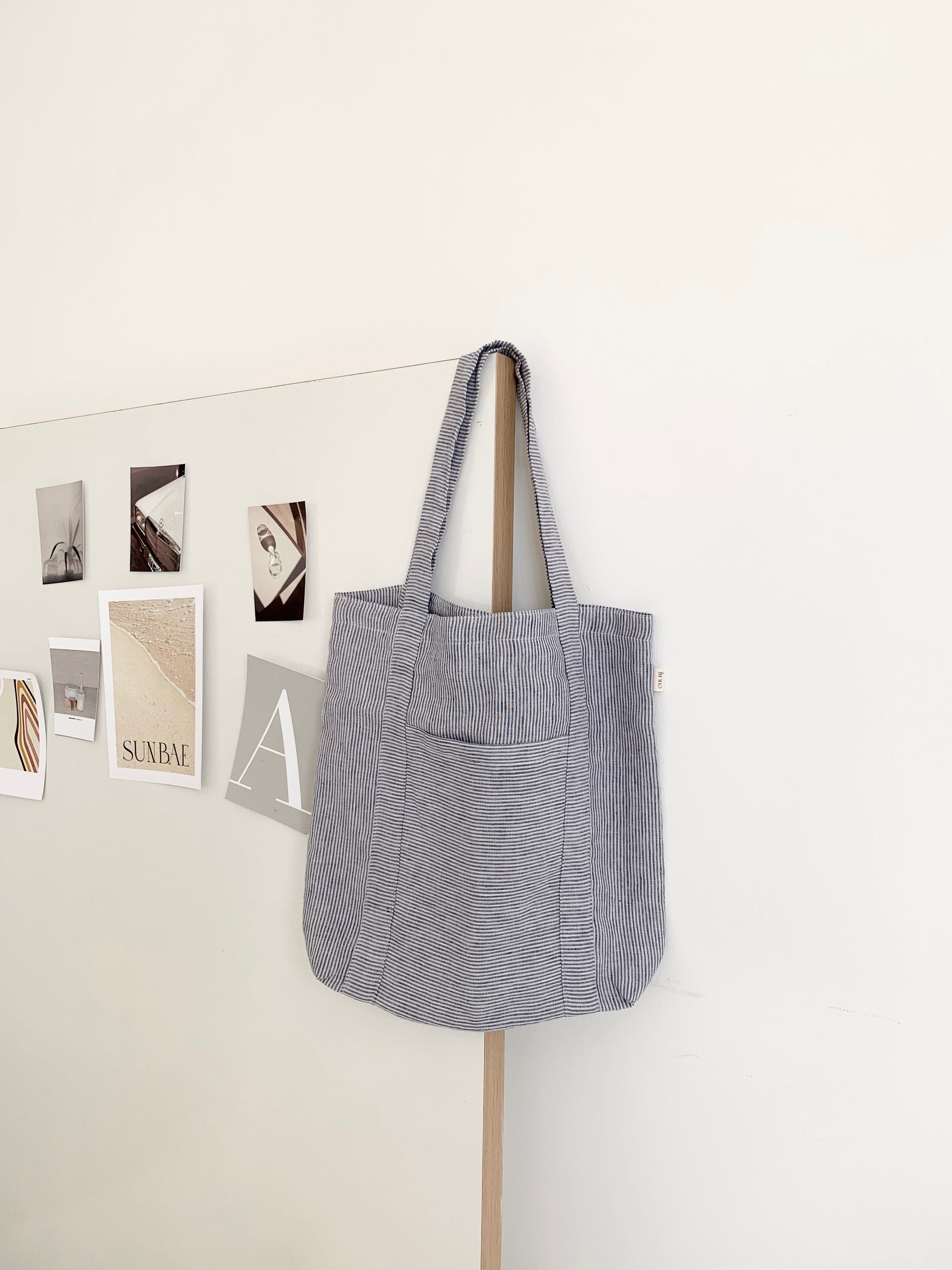 Striped Linen Tote Bag