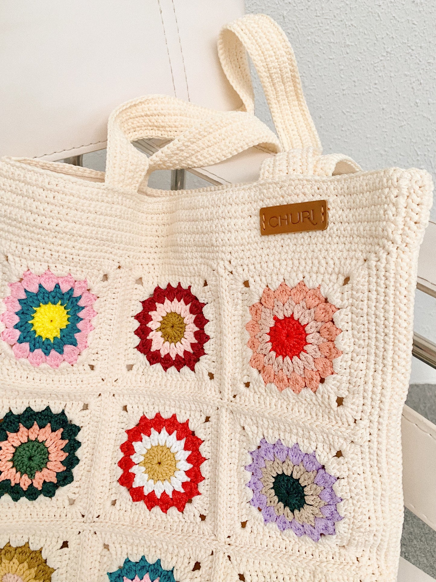 70's inspired design - Crochet Tote Bag