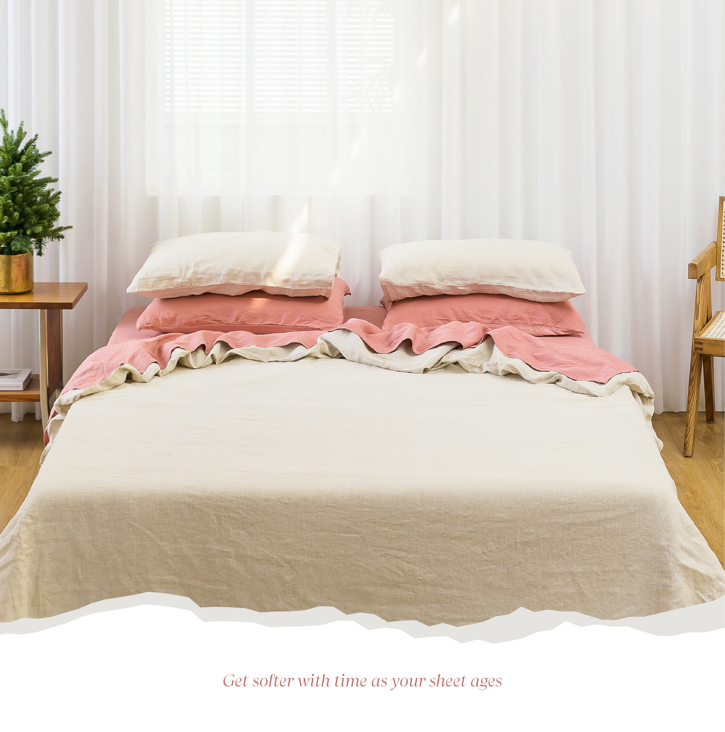 100% French Flax Linen bed Sheet Set