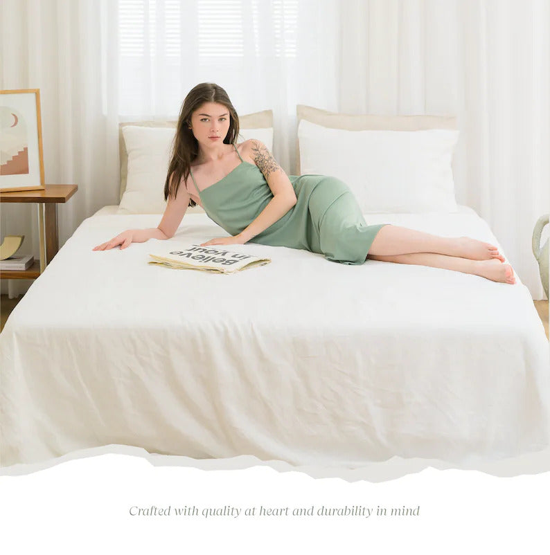 100% French Flax Linen bed Sheet Set