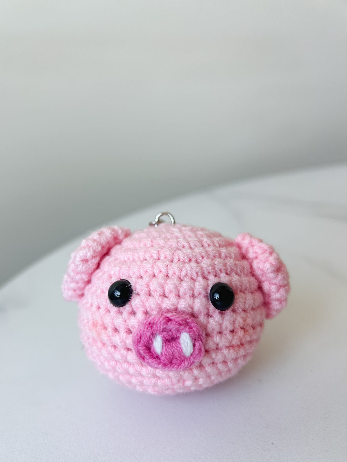 Pig crochet keychain