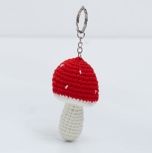 Mushroom crochet keychain