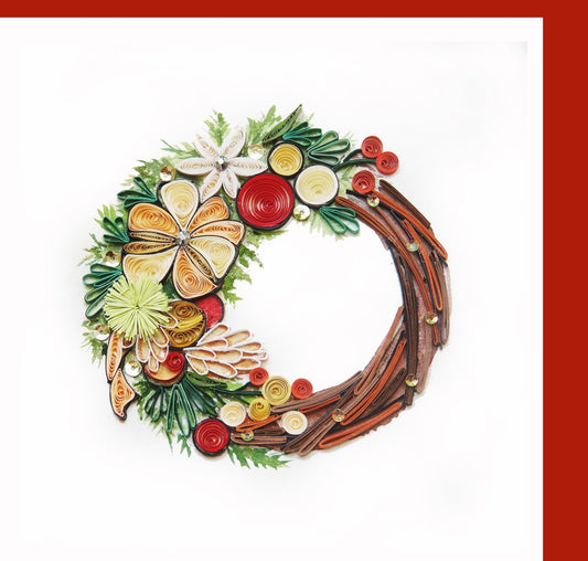 Christmas Wreath Flowers- Quilling card