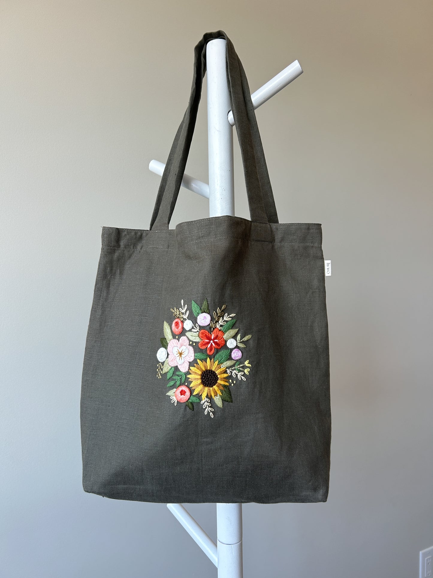 Sunflower Bouquet Linen canvas Tote Bag