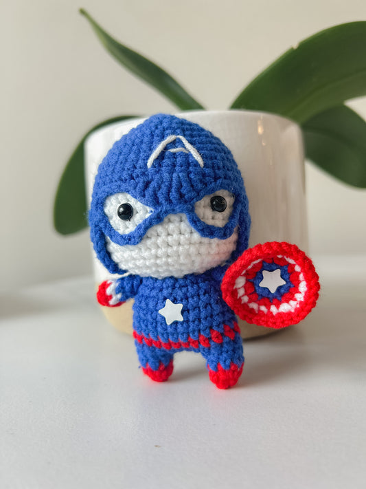 Captain America Crochet Keychain