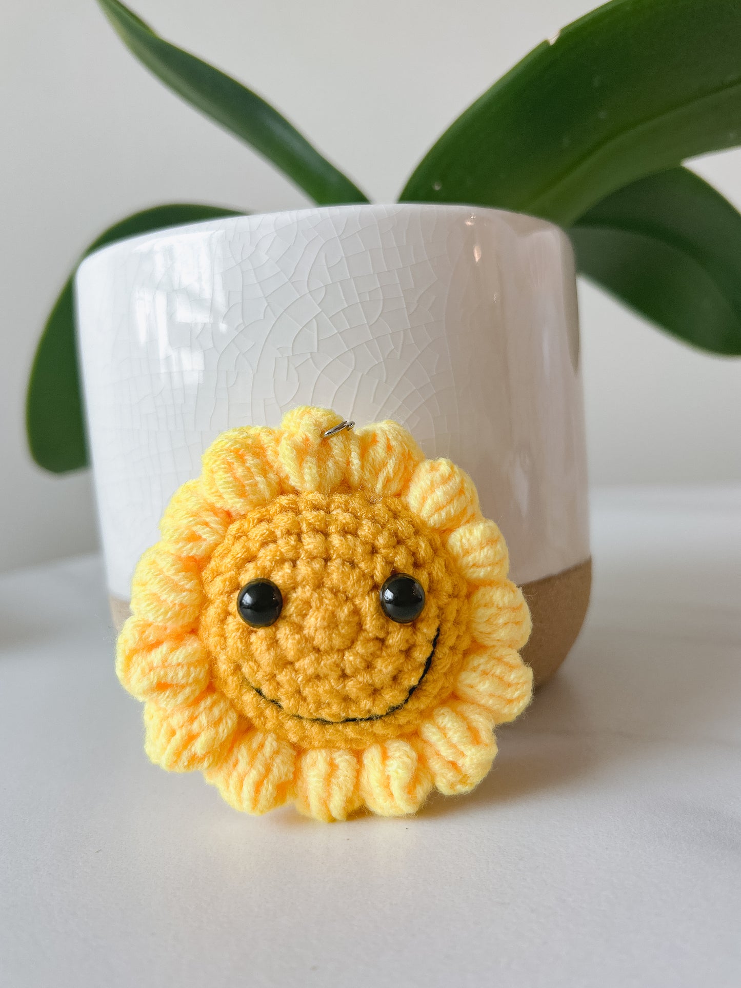 Smiley Flower Crochet Keychain