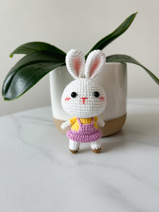 Overalls Bunny Crochet Keychain