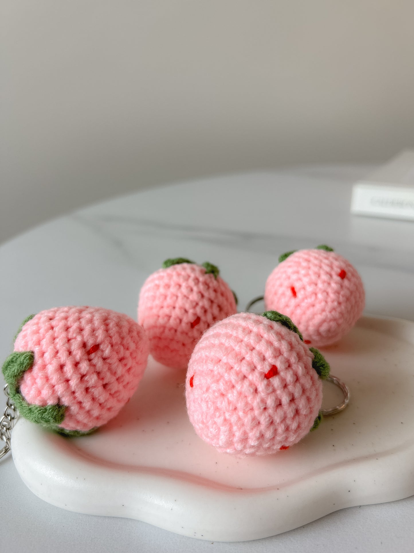 Strawberry Crochet Keychain
